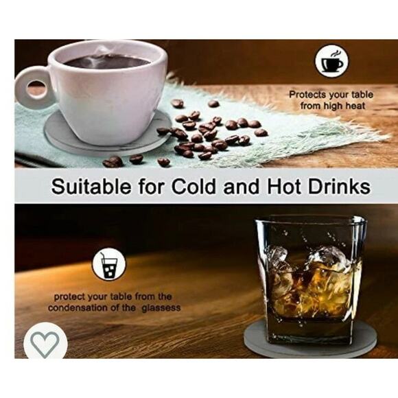 Marble Style Ceramic Drink Coasters -Set of 8 for hot or cold drinks -New in Box - Picture 3 of 5